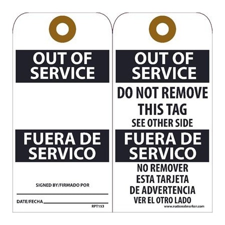 Nmc Out Of Service Bilingual Tag, Pk25 RPT153G